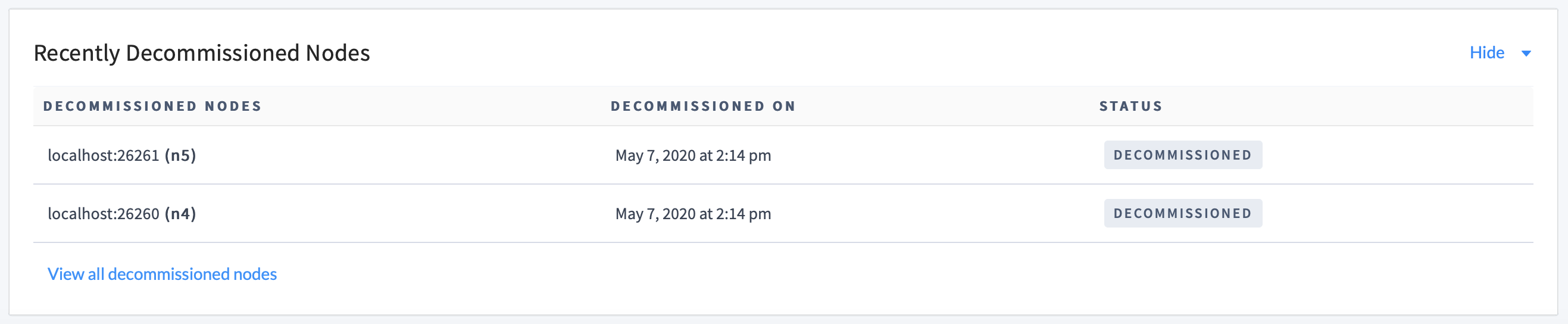 Decommission multiple nodes